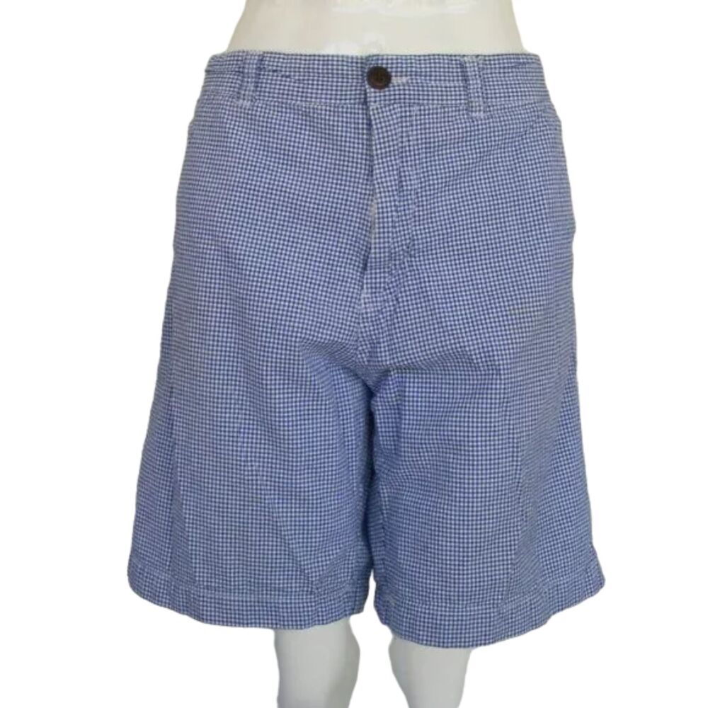 ISLANDIA Shorts, 36, Bermuda/Walking, Blue Gingham, Pockets